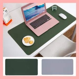 Mouse Pad แผ่นรองเมาส์สีเขียว/ สีเทา 2/ชิ้น แผ่นรองเมาส์ขนาดใหญ่ หนัง PU มีหลายขนาด แผ่นรองกันน้ำ 21 * 25.5 CM.