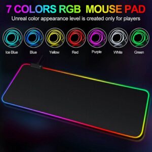 แผ่นรองเมาส์มีไฟ 300*800*4mm RGB Gaming Mousepads แผ่นรองเม้าส์สำหรับเล่นเกมส์ mouse pad with lights 7colors