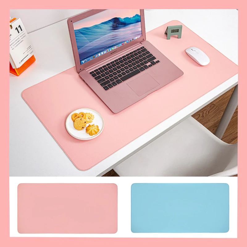 Mouse Pad แผ่นรองเมาส์สีชมพู/ สีฟ้า 2/ชิ้น แผ่นรองเมาส์ขนาดใหญ่ หนัง PU มีหลายขนาด แผ่นรองกันน้ำ  21 * 25.5 CM.