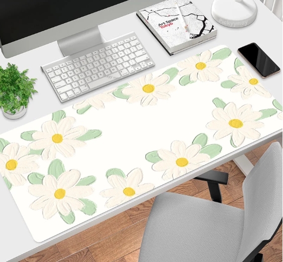 Kawaii แผ่นรองเมาส์ HD พิมพ์ลายน่ารัก ดอกไม้สดใส สําหรับเล่นเกม