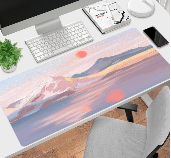 Kawaii แผ่นรองเมาส์ HD พิมพ์ลายภูเขา สําหรับเล่นเกม