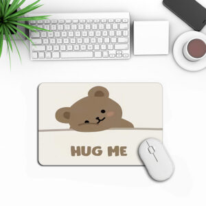 แผ่นรองเมาส์ กันลื่น ลายการ์ตูนหมีน้ำตาลน่ารัก ขนาดเล็ก แบบพกพา สําหรับทํางาน และเรียน
