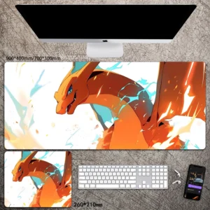 [700 * 300] แผ่นรองเมาส์ ลายมังกรสีส้ม แบบหนา โอเวอร์ล็อก ขนาดใหญ่ สําหรับเล่นเกม คีย์บอร์ด แล็ปท็อป คอมพิวเตอร์ โต๊ะ