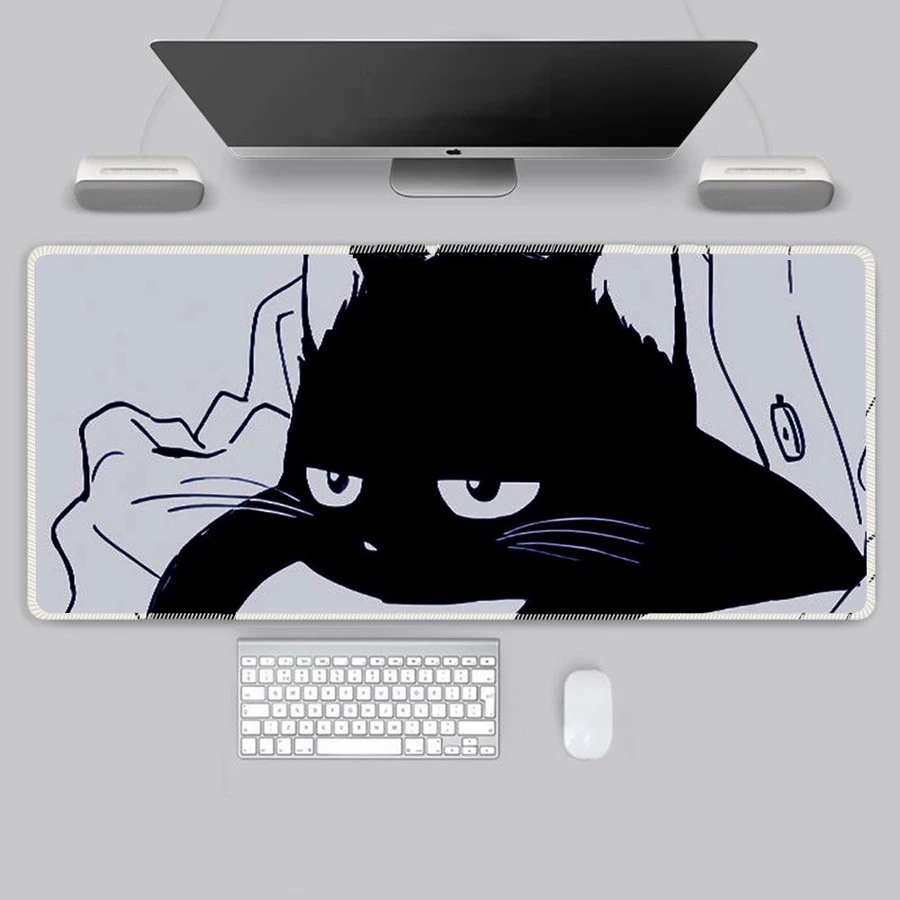 แผ่นรองเมาส์ / Desk Mat แผ่นใหญ่ Gaming Mousepad รูปแมวดำ